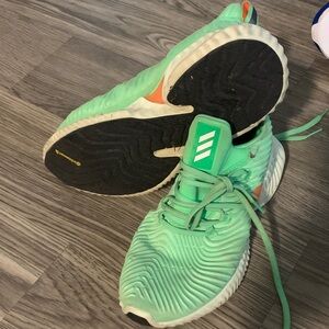 adidas Mint Green Sport Sneakers with Orange Accent